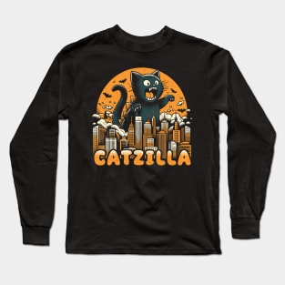 Catzilla - Funny Vintage Cat Long Sleeve T-Shirt